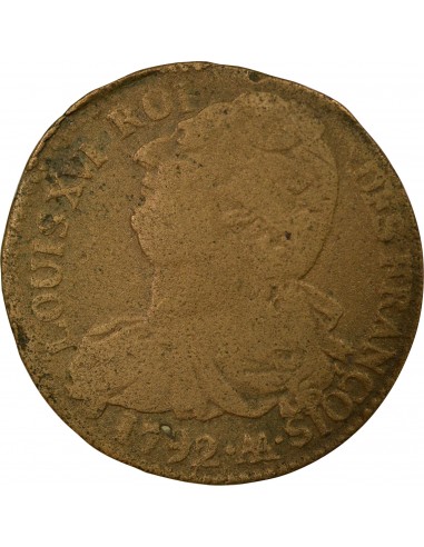 Louis XVI 2 sols Cuivre 1792 AA Metz