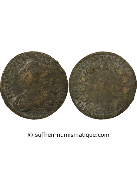 Louis XVI 12 deniers Métal de Cloche 1792 T. Saumur