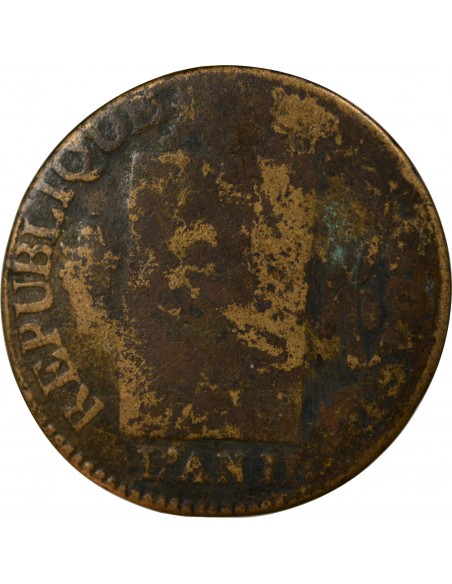 Louis XVI 1 sol Cuivre AN 2 AA Metz