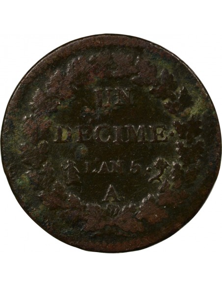 1 décime Cuivre AN 5 A Paris
