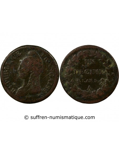 1 décime Cuivre AN 5 A Paris