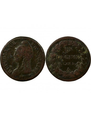 1 décime Cuivre AN 5 A Paris