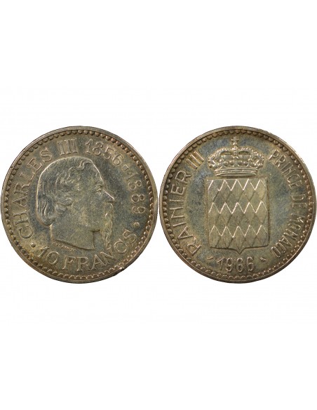Monaco Rainier III de Monaco 10 Francs Argent 1966 A Paris