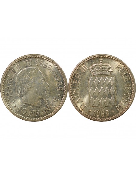 Monaco Rainier III de Monaco 10 Francs Argent 1966 A Paris
