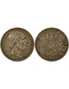 Pays-Bas Guillaume II 2,5 gulden Argent 1870 Utrecht 2