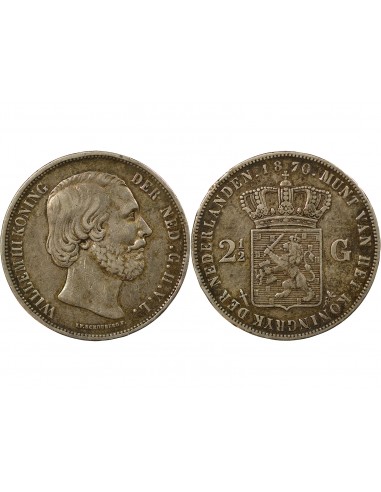Pays-Bas Guillaume II 2,5 gulden Argent 1870 Utrecht