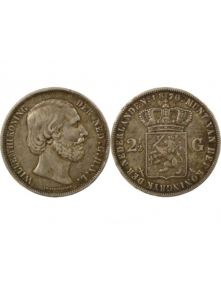 Pays-Bas Guillaume II 2,5 gulden Argent 1870 Utrecht