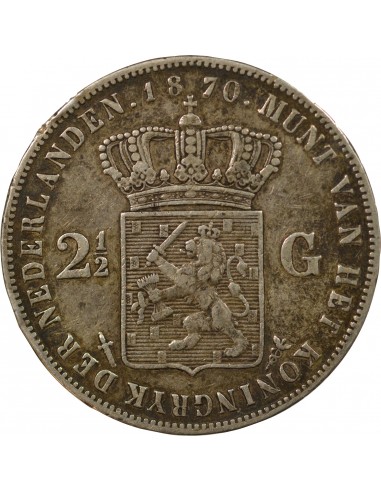 Pays-Bas Guillaume II 2 1/2 Gulden Argent 1870 Utrecht