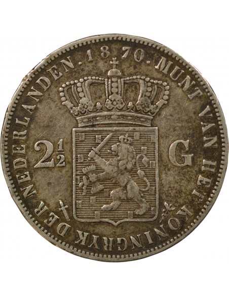 Pays-Bas Guillaume II 2 1/2 Gulden Argent 1870 Utrecht