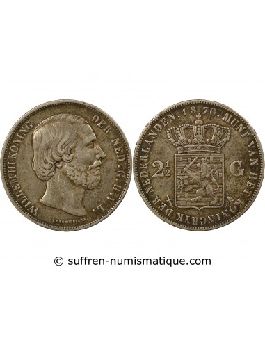 Pays-Bas Guillaume II 2,5 gulden Argent 1870 Utrecht