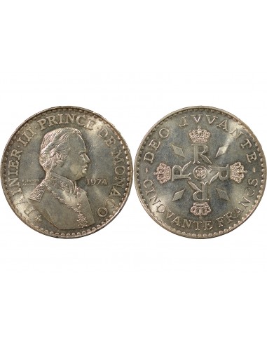 Monaco Rainier III de Monaco 50 francs Argent 1974 Pessac