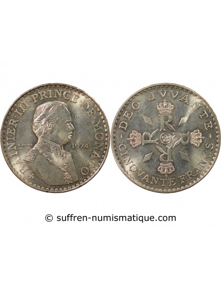 Monaco Rainier III de Monaco 50 francs Argent 1974 Pessac