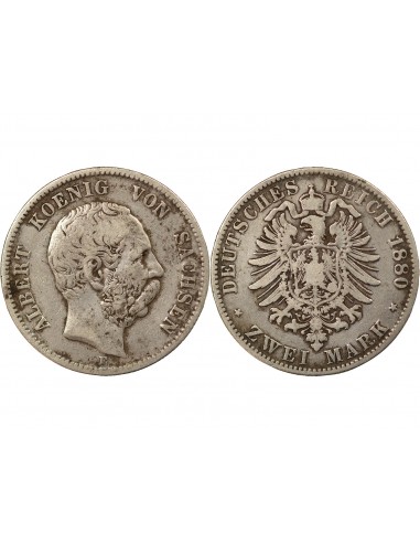 ALLEMAGNE, SAXE, ALBERT I - 2 MARK ARGENT - 1880 E MULDENHÜTTEN