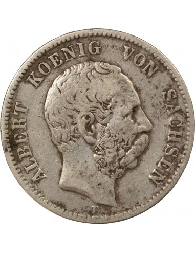 ALLEMAGNE, SAXE, ALBERT I - 2 MARK ARGENT - 1880 E MULDENHÜTTEN