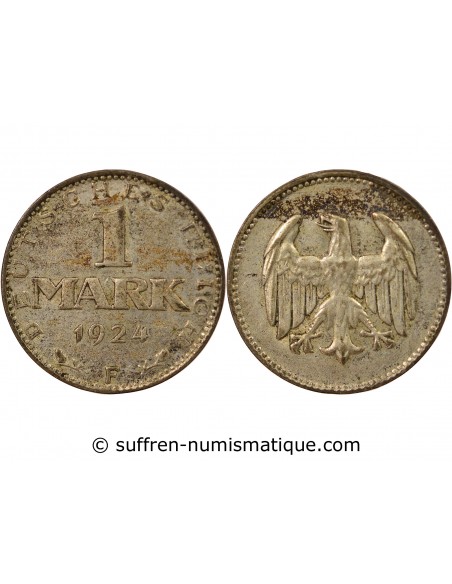 Allemagne 1 mark Argent 1924 F Stuttgart