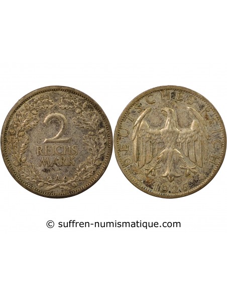 Allemagne 2 mark Argent 1926 A Berlin