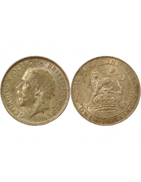 Grande Bretagne George V, Roi d'Angleterre, Empereur des Indes 1 shilling Argent 1918
