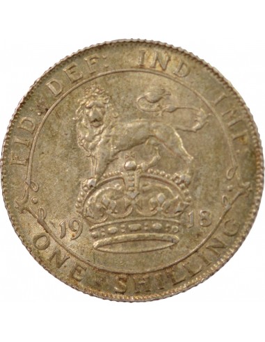 Grande Bretagne George V, Roi d'Angleterre, Empereur des Indes 1 shilling Argent 1918