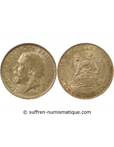 Grande Bretagne George V, Roi d'Angleterre, Empereur des Indes 1 shilling Argent 1918