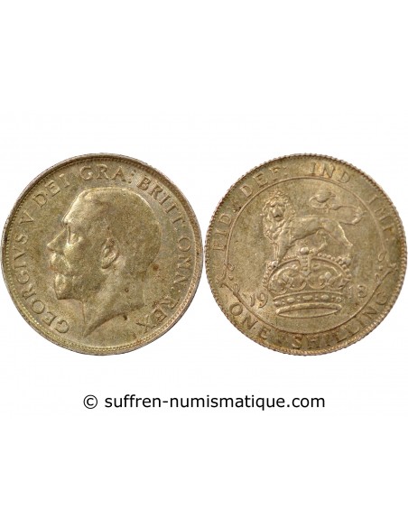 Grande Bretagne George V, Roi d'Angleterre, Empereur des Indes 1 shilling Argent 1918