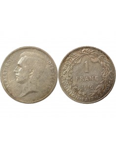 Belgique Albert Ier, Prince de Monaco 1 franc Argent 1910 2