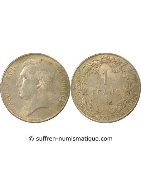Belgique Albert Ier, Prince de Monaco 1 franc Argent 1914