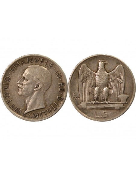 Italie Vittorio Emanuele III 5 Lire Argent 1927 R Rome