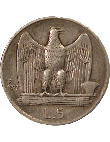 Italie Victor Emanuele III 5 lire Argent 1927 R Rome