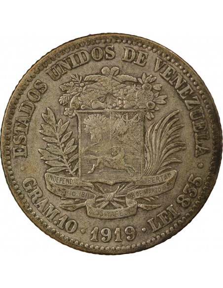 Venezuela Simon Bolivar, Général et Homme d'Etat 2 bolivares Argent 1919