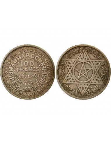 Maroc Mohammed V du Maroc 100 Francs Argent 1372 AH / 1953 A Paris