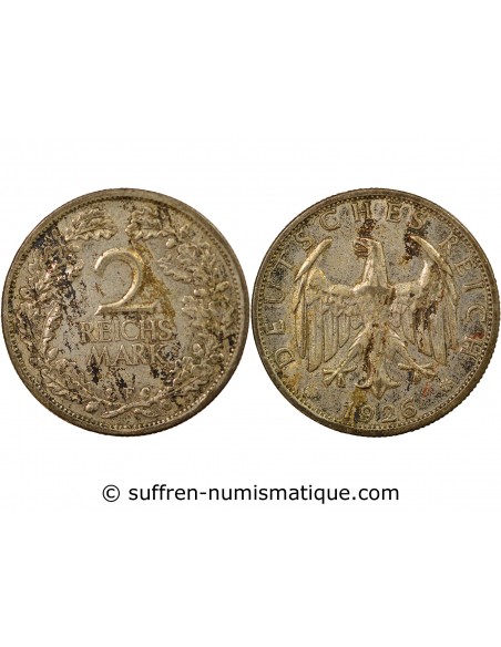 Allemagne 2 mark Argent 1926 F Stuttgart