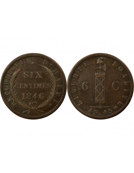 Haïti 6 Centimes Cuivre 1846 (An 43)