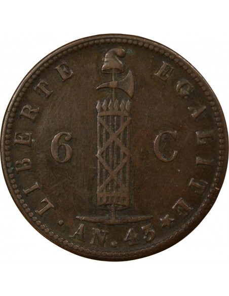 Haïti 6 Centimes Cuivre 1846 (An 43)