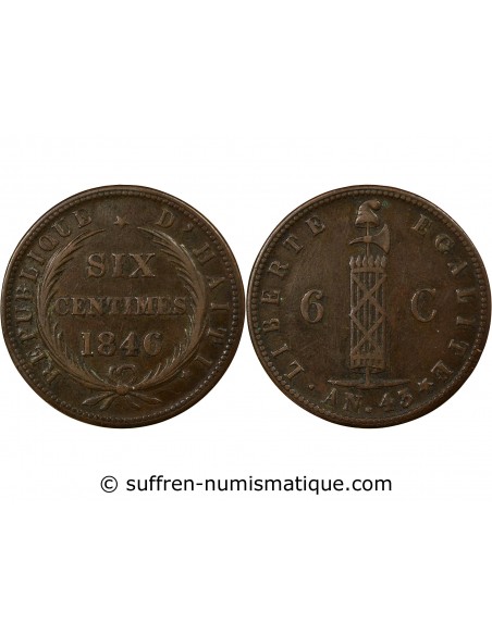 Haïti 6 Centimes Cuivre 1846 (An 43)