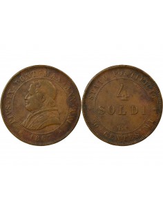 Vatican Pie IX 4 Soldi Cuivre 1867 R Rome 2