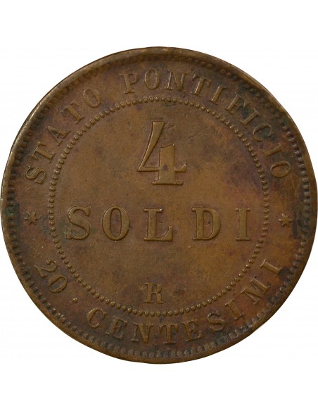 Vatican Pie IX 4 soldi Cuivre 1867 R Rome