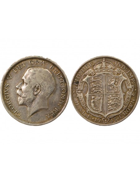 Grande Bretagne George V, Roi d'Angleterre, Empereur des Indes 1/2 crown Argent 1915