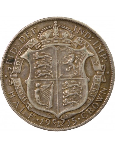 Grande Bretagne George V, Roi d'Angleterre, Empereur des Indes 1/2 crown Argent 1915
