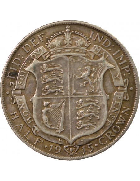 Grande Bretagne George V, Roi d'Angleterre, Empereur des Indes 1/2 crown Argent 1915