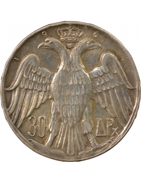 Grèce Constantin II 30 Drachmai Argent 1964