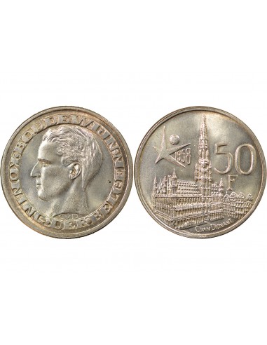 Belgique Baudouin, Roi des Belges 50 francs Argent 1958 B. Bruxelles