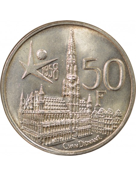Belgique Baudouin, Roi des Belges 50 francs Argent 1958 B. Bruxelles