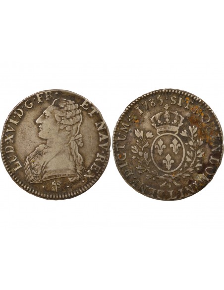 LOUIS XVI - ÉCU ARGENT AUX RAMEAUX D'OLIVIER 1785 L BAYONNE