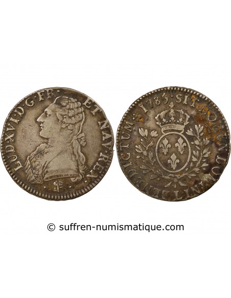 LOUIS XVI - ÉCU ARGENT AUX RAMEAUX D'OLIVIER 1785 L BAYONNE