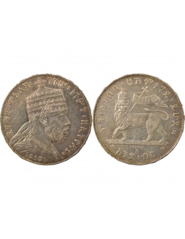 ETHIOPIE, MENELIK II - 1 BIRR ARGENT 1889 / 1897 A PARIS