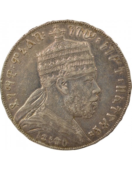 ETHIOPIE, MENELIK II - 1 BIRR ARGENT 1889 / 1897 A PARIS