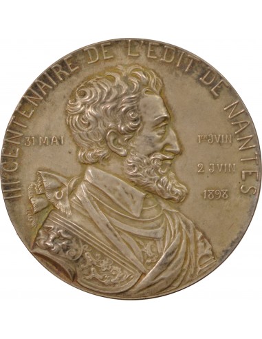 TRICENCENTENAIRE DE L'EDIT DE NANTES, HENRI IV - MEDAILLE ARGENT 1898