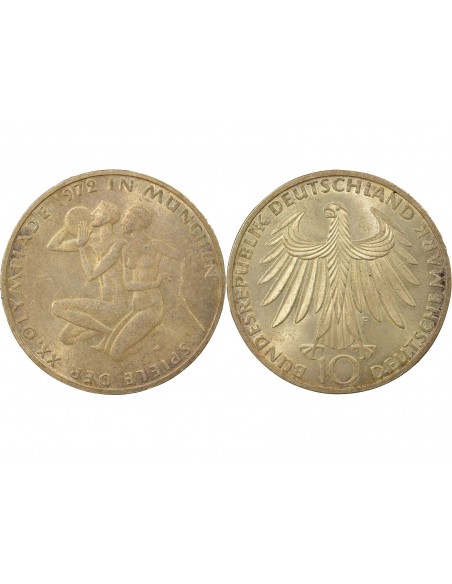 Allemagne 10 Mark Argent 1972 F Stuttgart