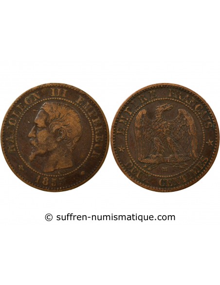 Napoléon III 2 centimes Bronze 1855 MA Marseille