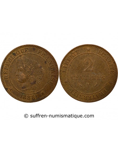2 Centimes Bronze 1888 A Paris